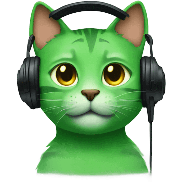 A green cat listen to music emoji