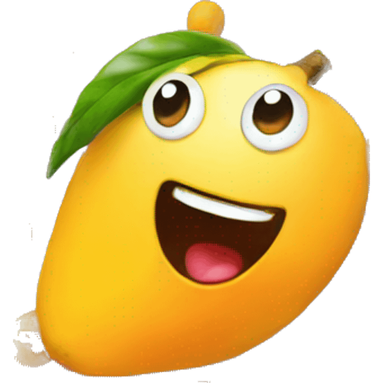 Put laughing eyes and mouth on real mango image emoji