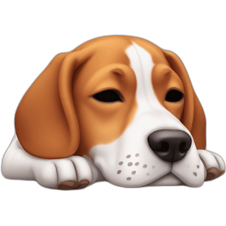 beagle sticking tongue half out while sleeping emoji