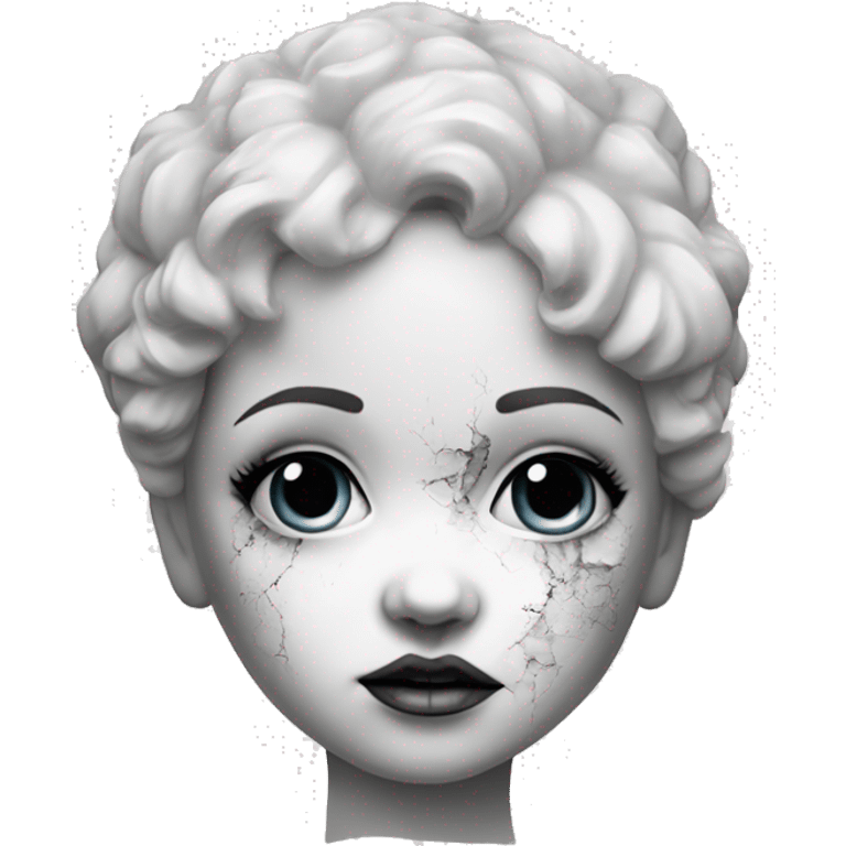 porcelain doll with a cracked face inked emoji