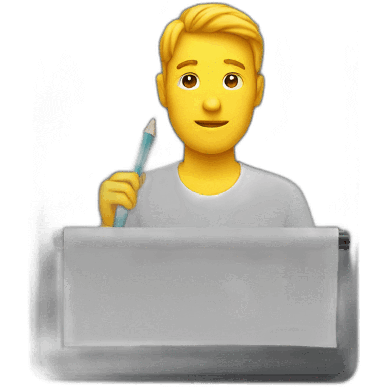 Man writing on a marker board emoji