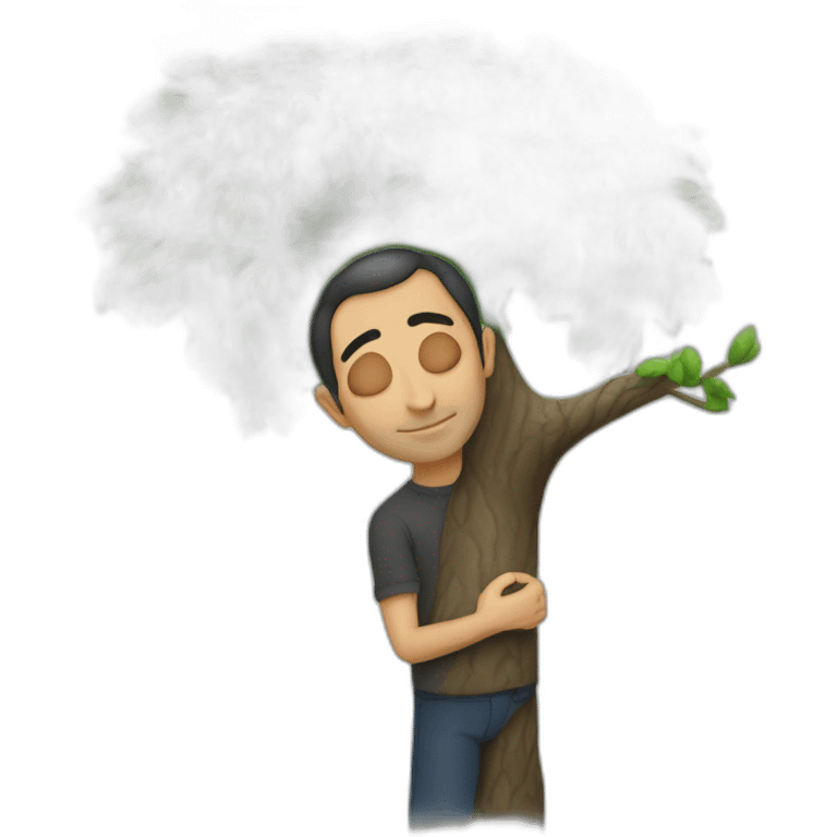 realistic eric zemmour hugging a tree emoji