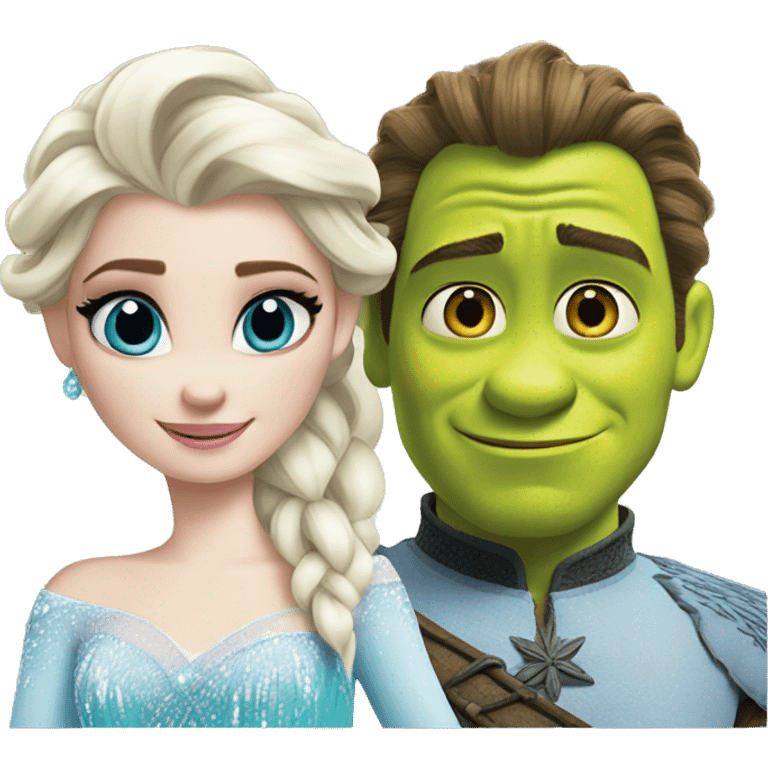 elsa and shrek  emoji