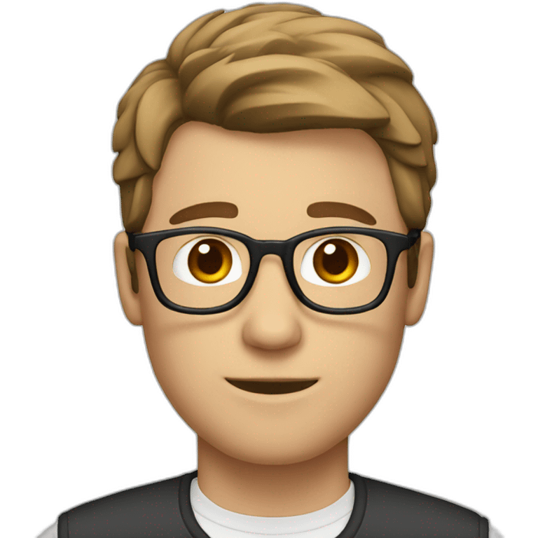 White Male with Brown Hair with Glasses emoji