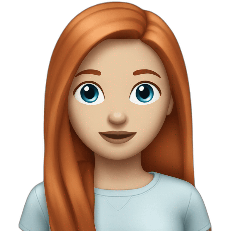 Redhead blue eyes female straight hair emoji