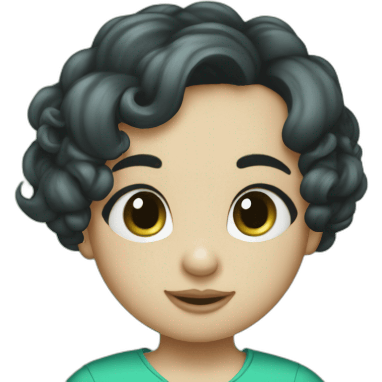 jerry mouse portrait with blue green dress and black babycutting haircut emoji