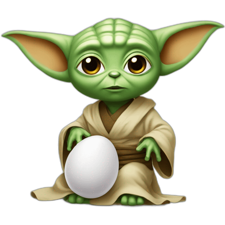 Bebe yoda with an egg emoji