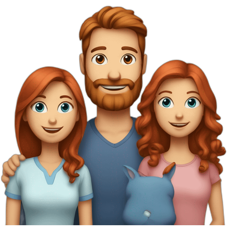 family-photo-a-a;-brown-haired-mom;-red-haired-dad-beard; -red-haired-rabbit-blue-eyes- emoji