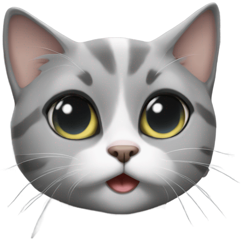 grey eyed cat blowing out kiss  emoji