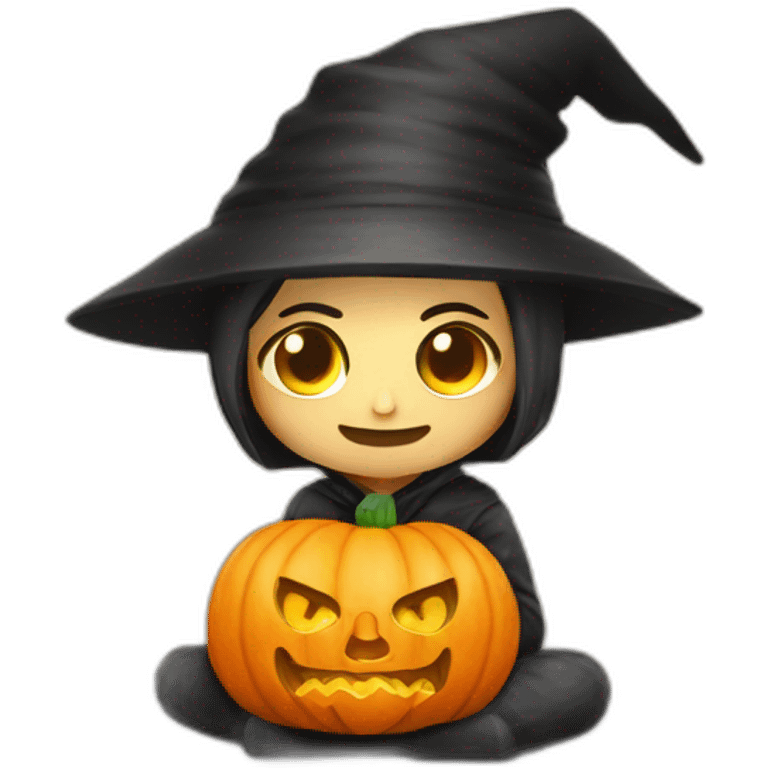 mini puro changed sit head pumpkin art style halloween emoji