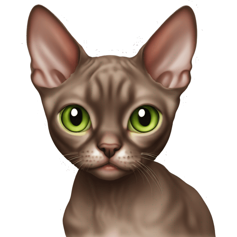 Chocolate Devon Rex with green eyes  emoji