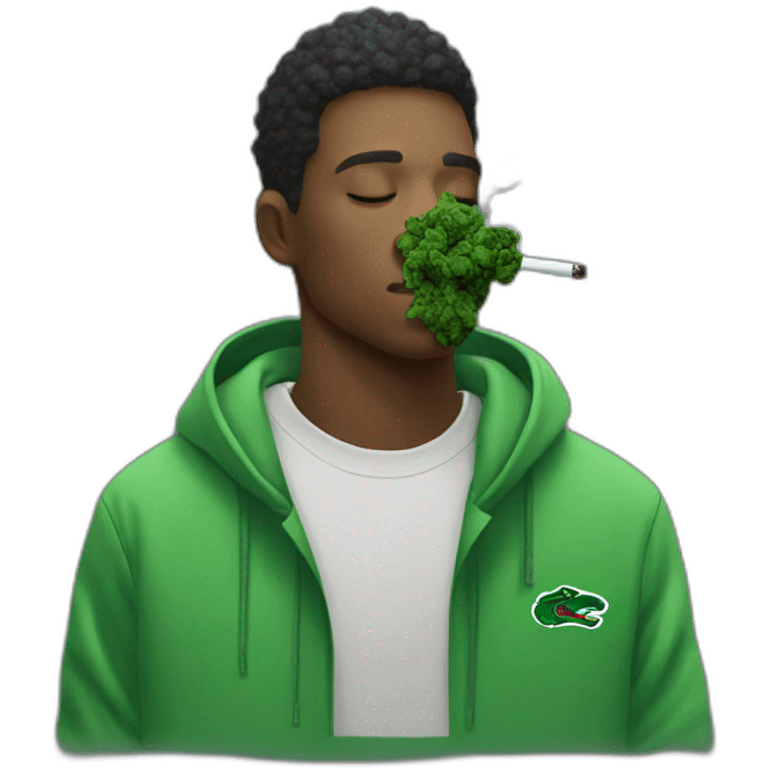 Guy smoking weed using lacoste hoodie emoji