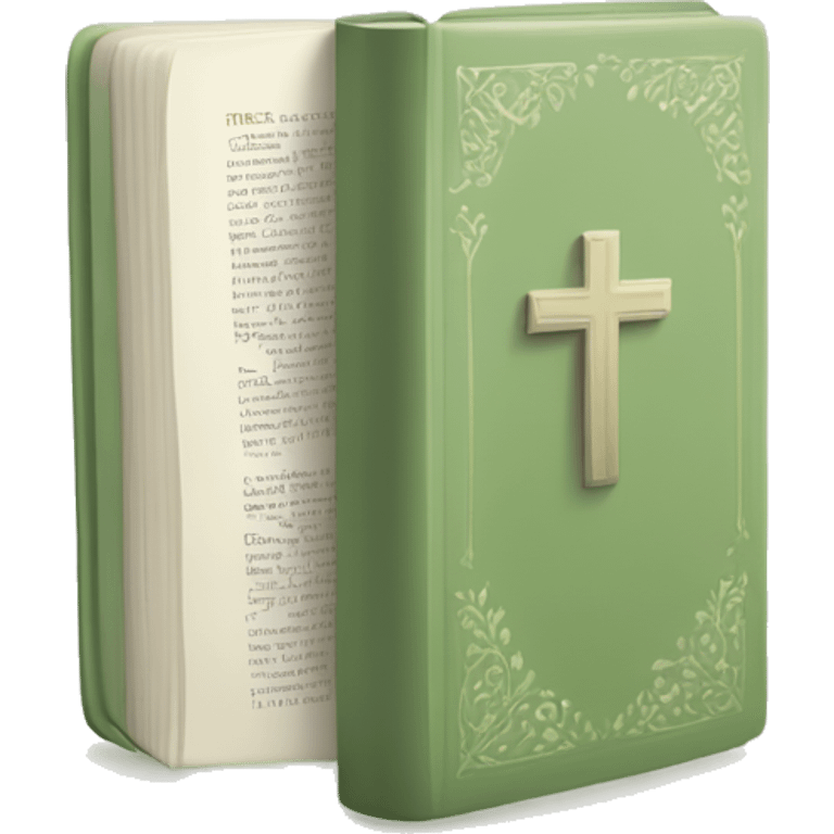 Open Light Sage green holy Bible with a light coloured gardens coming from the sides of the Bible  emoji