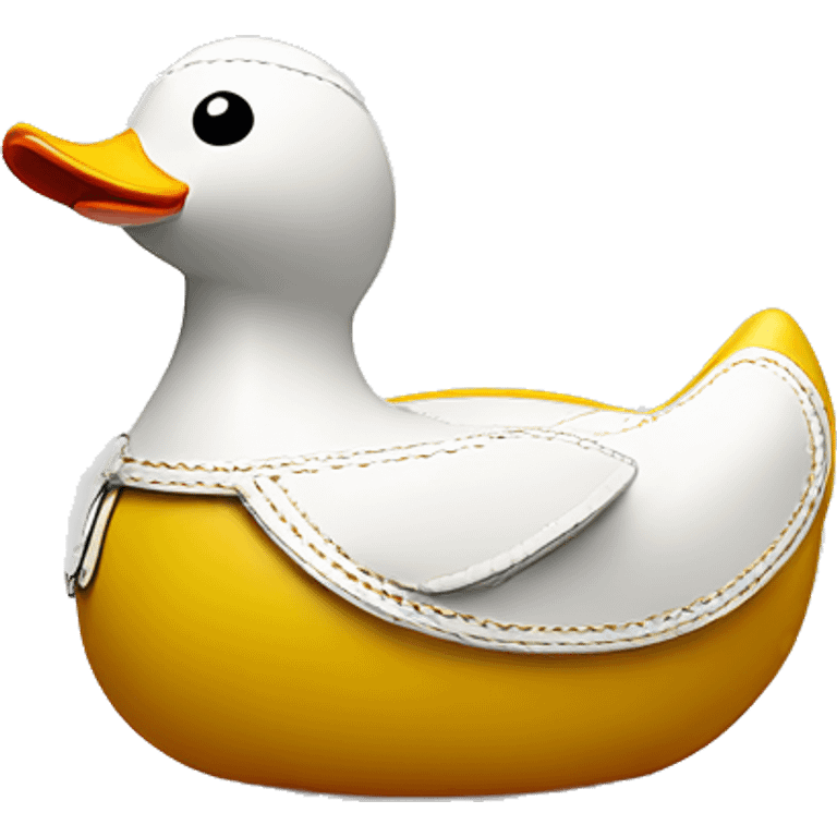 Luxury brand leather rubber duck with luxury stitching emoji