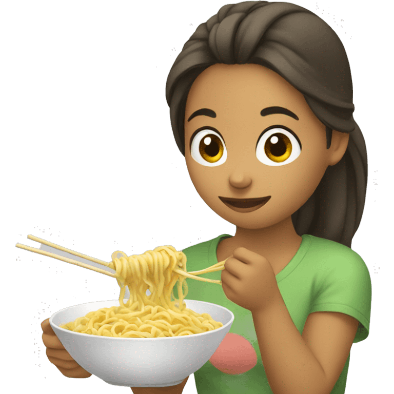 Girl eating noodles emoji