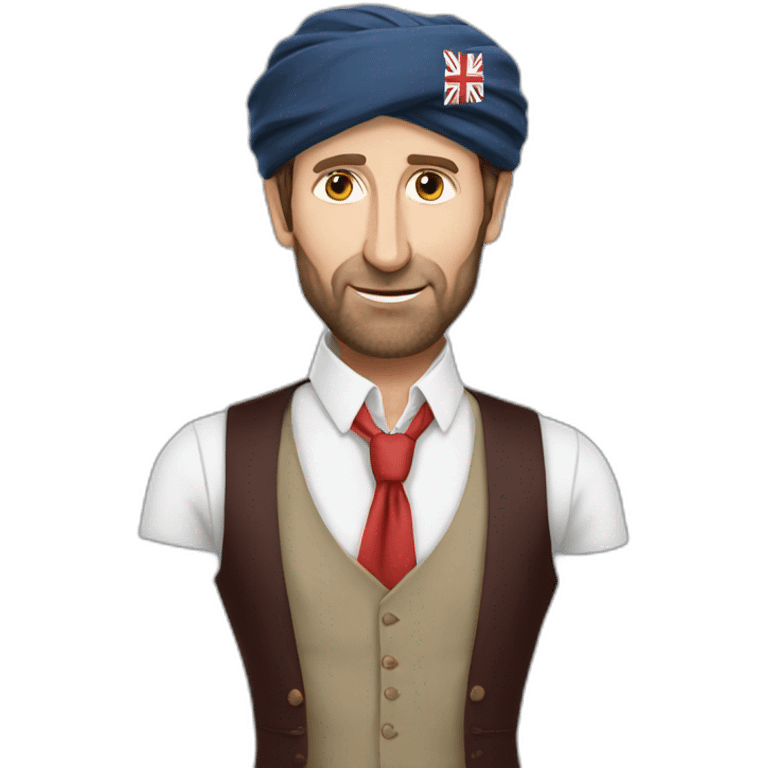 Gareth Southgate wearing a turban and waistcoat emoji