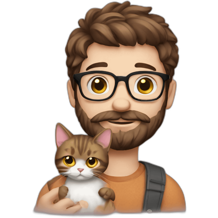 A hipster dude holding a cat emoji