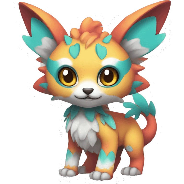 Cute cool colorful fantasy animal hybrid Fakemon full body emoji