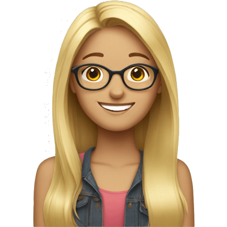 happy blonde girl wwith glasses emoji