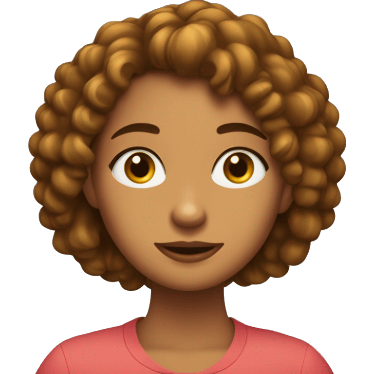 chica guapa de pelo oscuro rizado media melena con ojos marrones y pestañas largas emoji