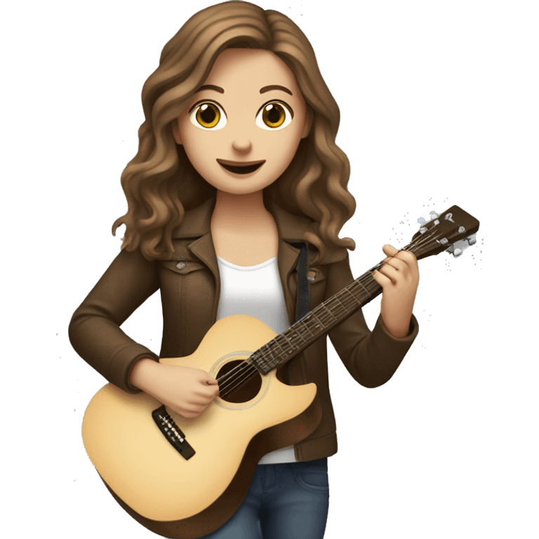 brown haired white girl playing guitar emoji