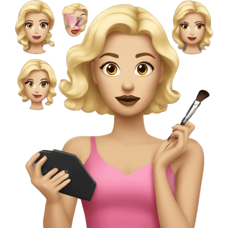 Blonde white woman doing makeup  emoji