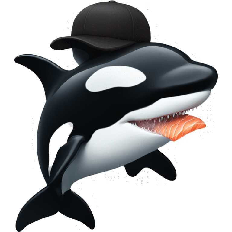 an orca with a dead salmon hat emoji