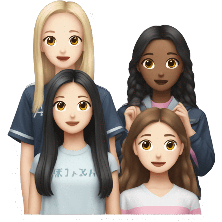 A teenager looking at 4 South Korean girls (blackpink) emoji