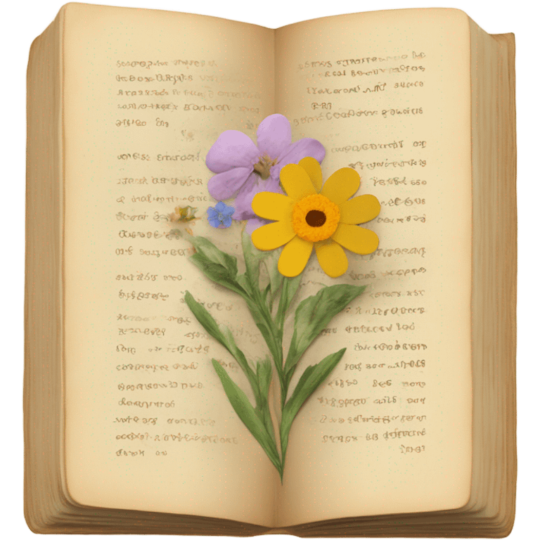 book with some pressed flowers on the pages  emoji