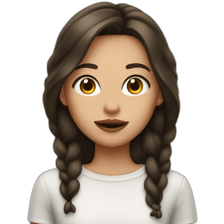 brunette girl with smoke on her mouth emoji