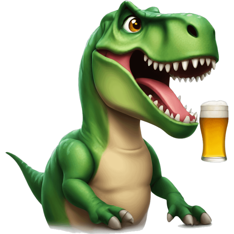 T-Rex drinking beer emoji