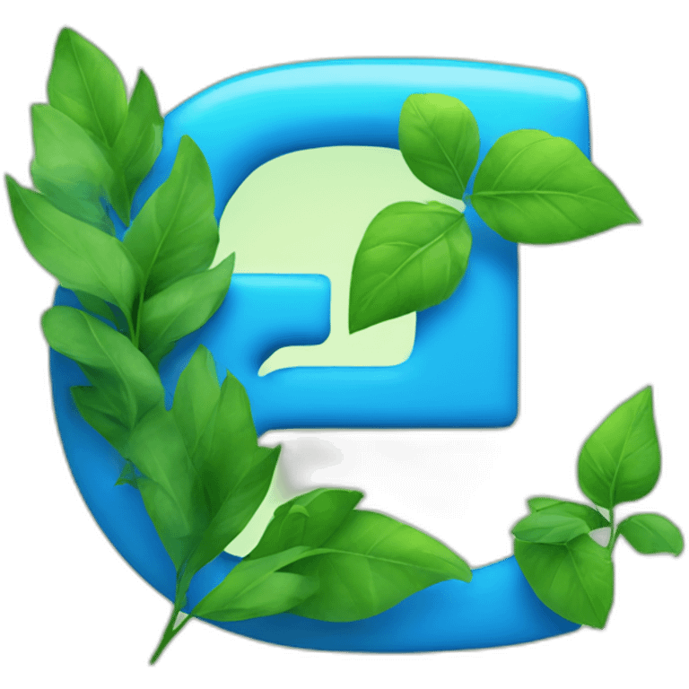 blue "e" from Engie logo with electrical power made from green leaves emoji