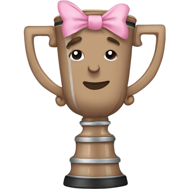 brown stanley cup with a cute pink bow emoji