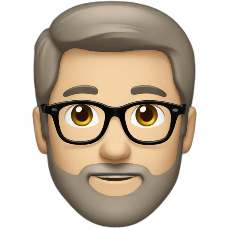 man short grey beard brown hair black glasses blue blue eyes tshirt emoji