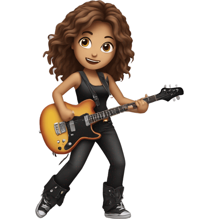 A rocker dancing girl with brown hair emoji