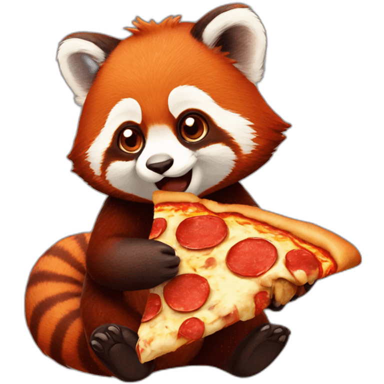 Red panda eating pizza emoji