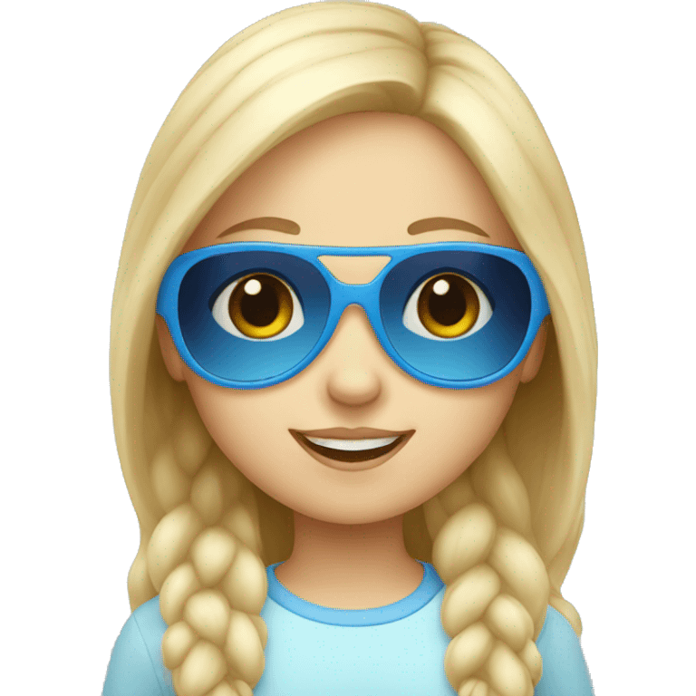 Little white girl with blue sunglasses emoji