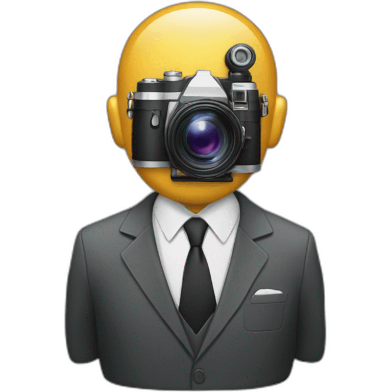 Man in a suit with film camera for a head emoji