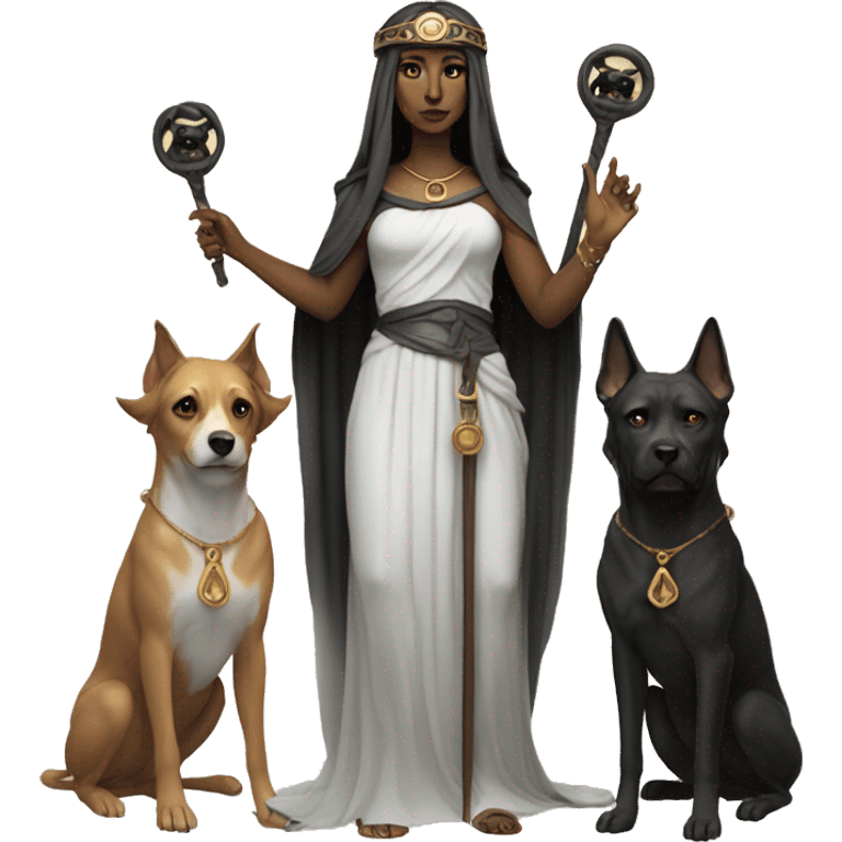 Hekate from Greek mythology with her two dogs emoji