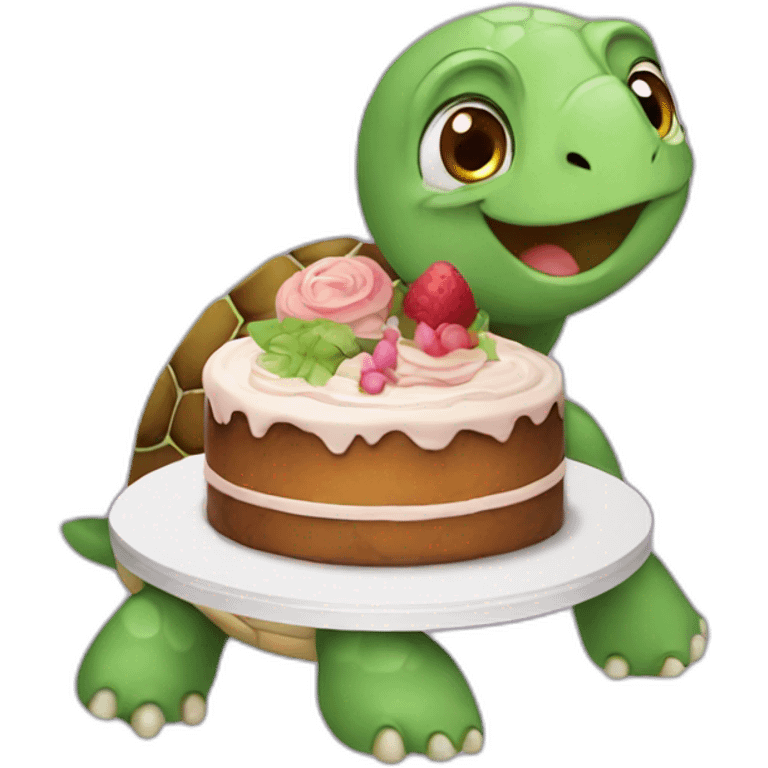 turtle with cake emoji