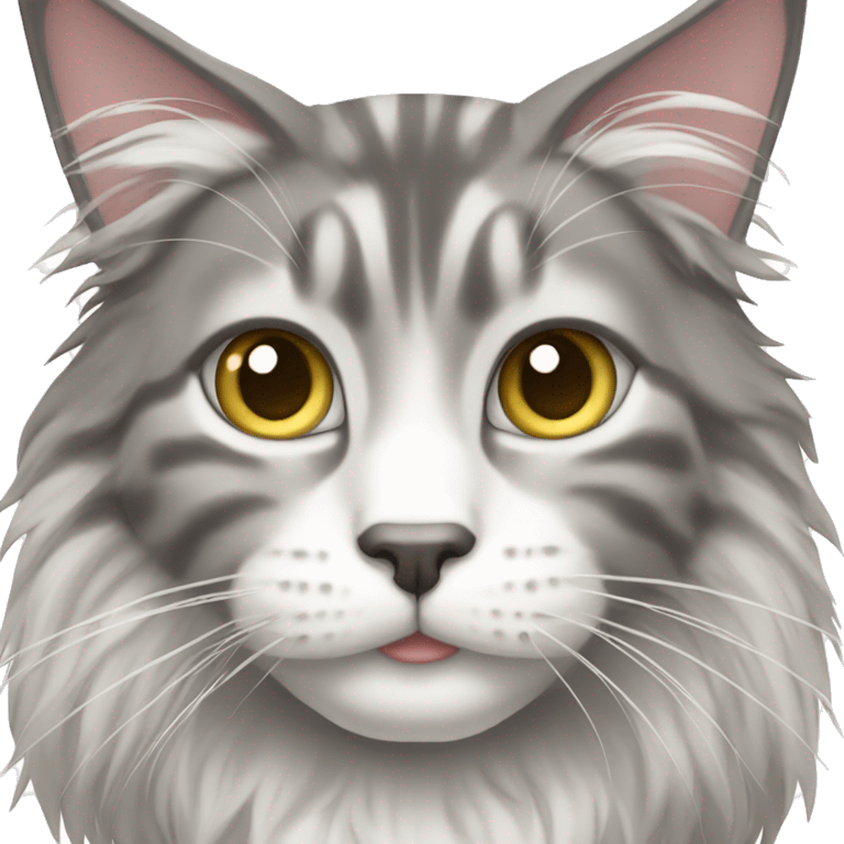 Gray and white Maine coon cat emoji  emoji