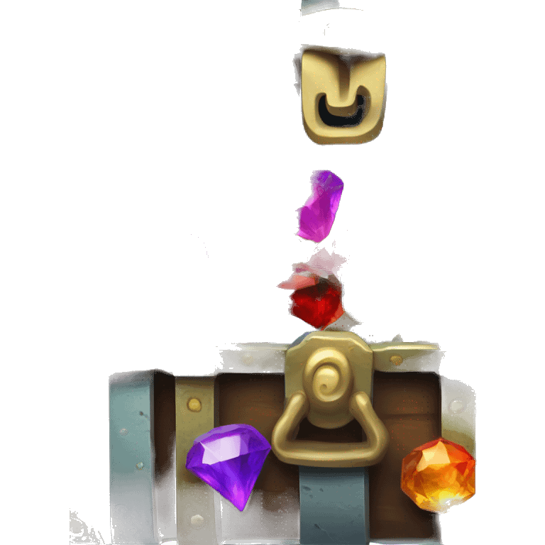 Open Treasure chest with colourful gems inside, alien themed chest emoji