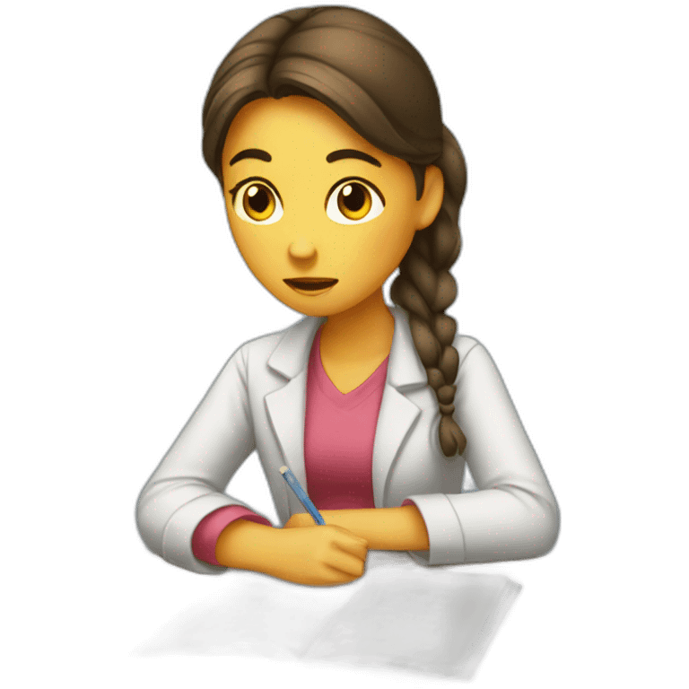 A girl studying in stress emoji