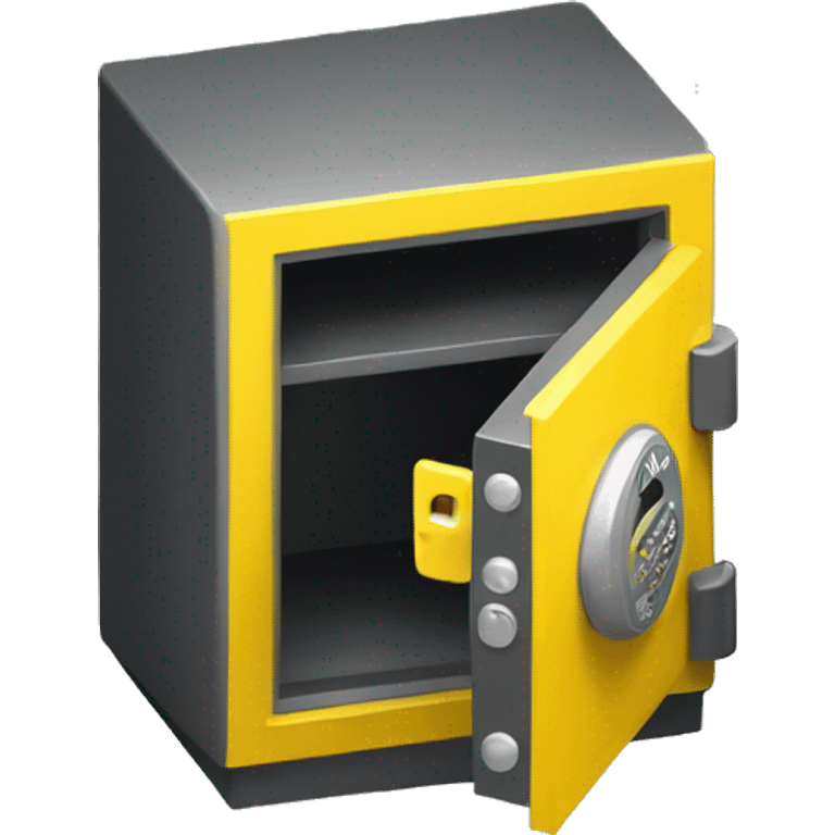 3d  isometric small safe in yellow emoji