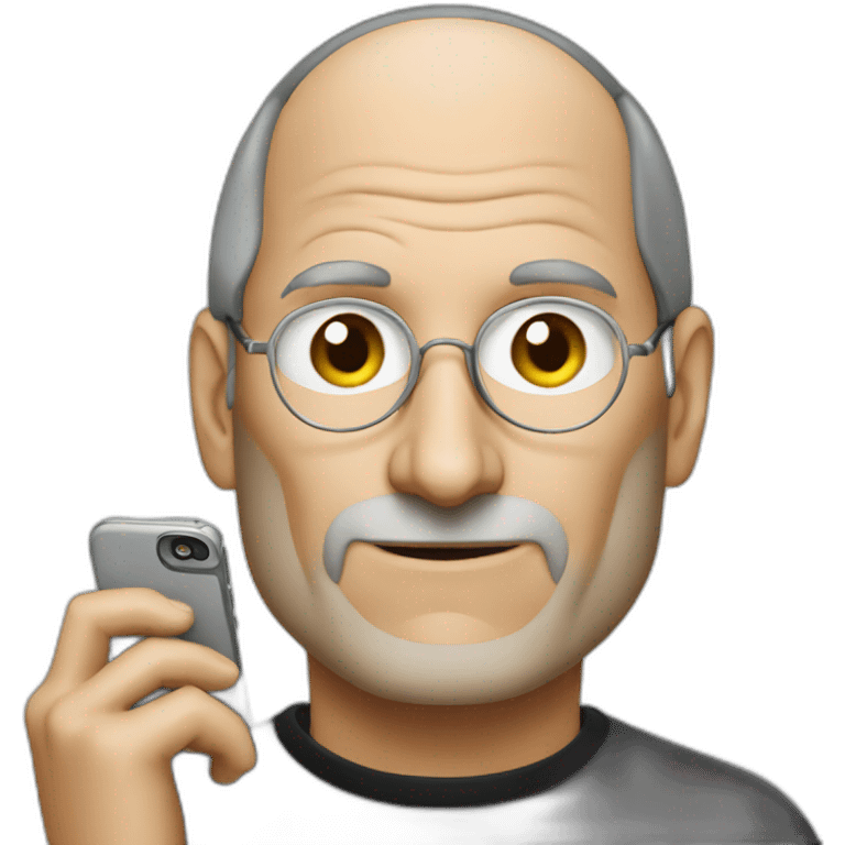 steve jobs using an iphone emoji