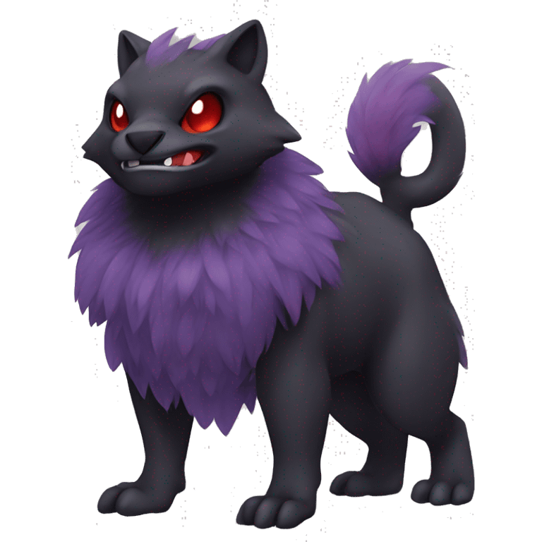 Cute cool dark black red purple animal hybrid Fakemon full  body emoji