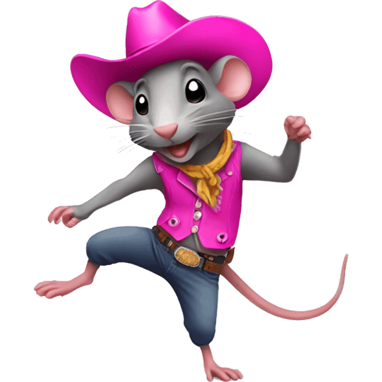 Rat dancing with pink cowboy hat  emoji