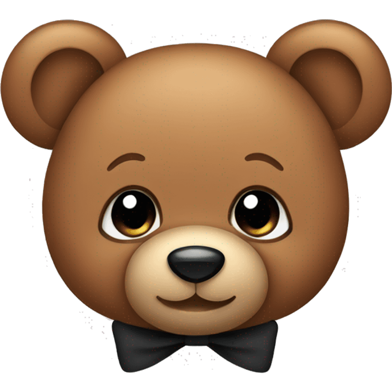 Cute brown teddy bear with black bow emoji