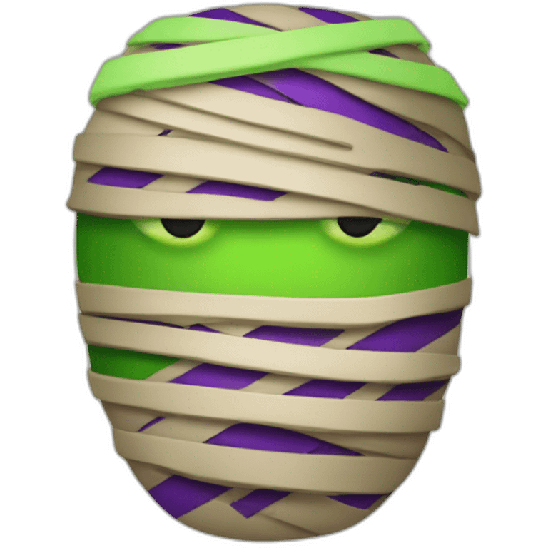 Mummy with luminous green and purple-striped bandages emoji