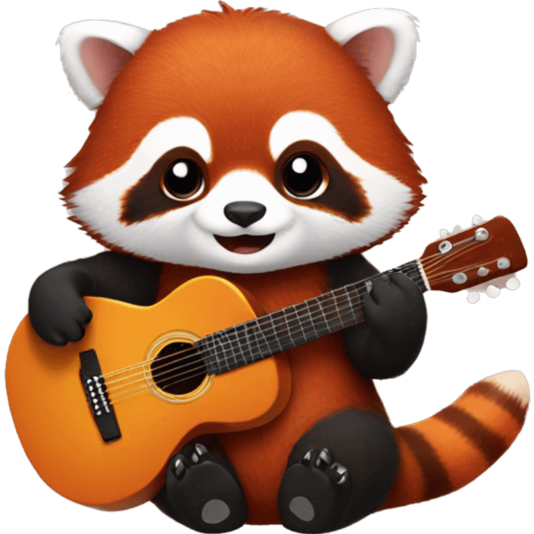 cute red panda with guitar emoji